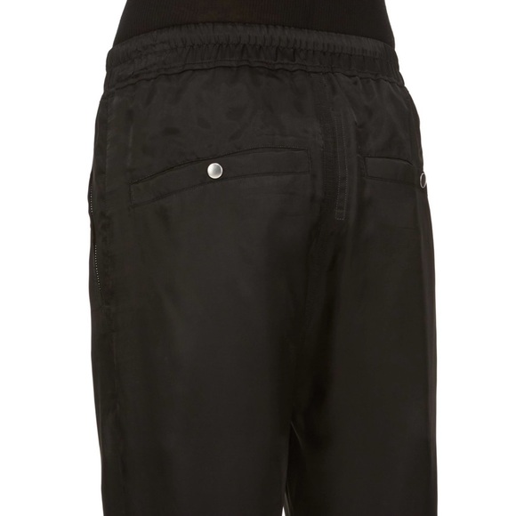 NWT💕Rick Owens Drawstring Cupro Crop Track Pants in Black Size 4 - Picture 3 of 16